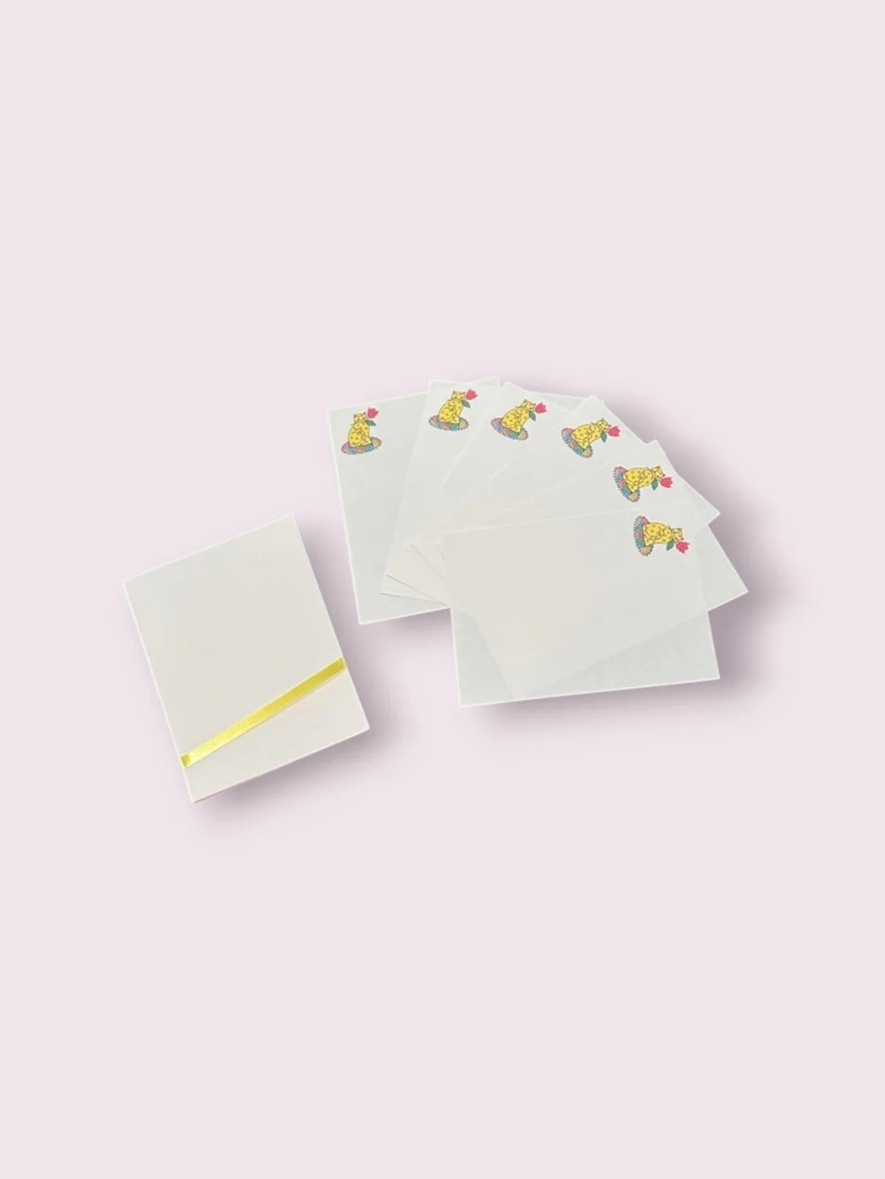 Vintage Quilt Floral Pattern Cat Note Paper Set 6 w/Cat 12 Plain White 6 x 8